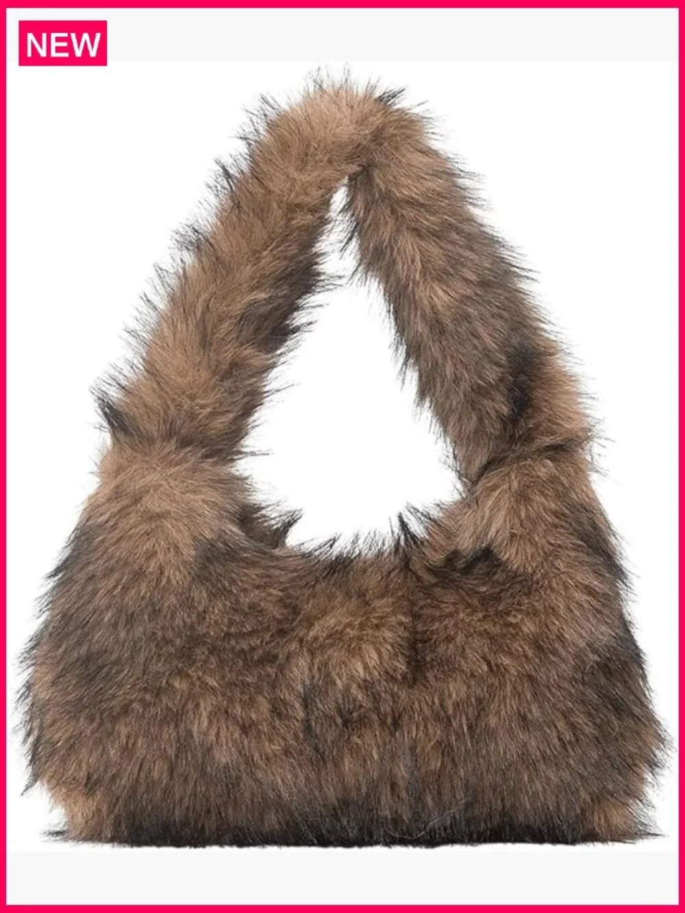 Faux Fur Crescent Shoulder Bag Hobo Tote Purse